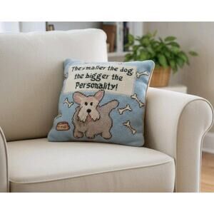 Linda Grayson Needlepoint Pillow The Smaller The Dog The Bigger The Personality